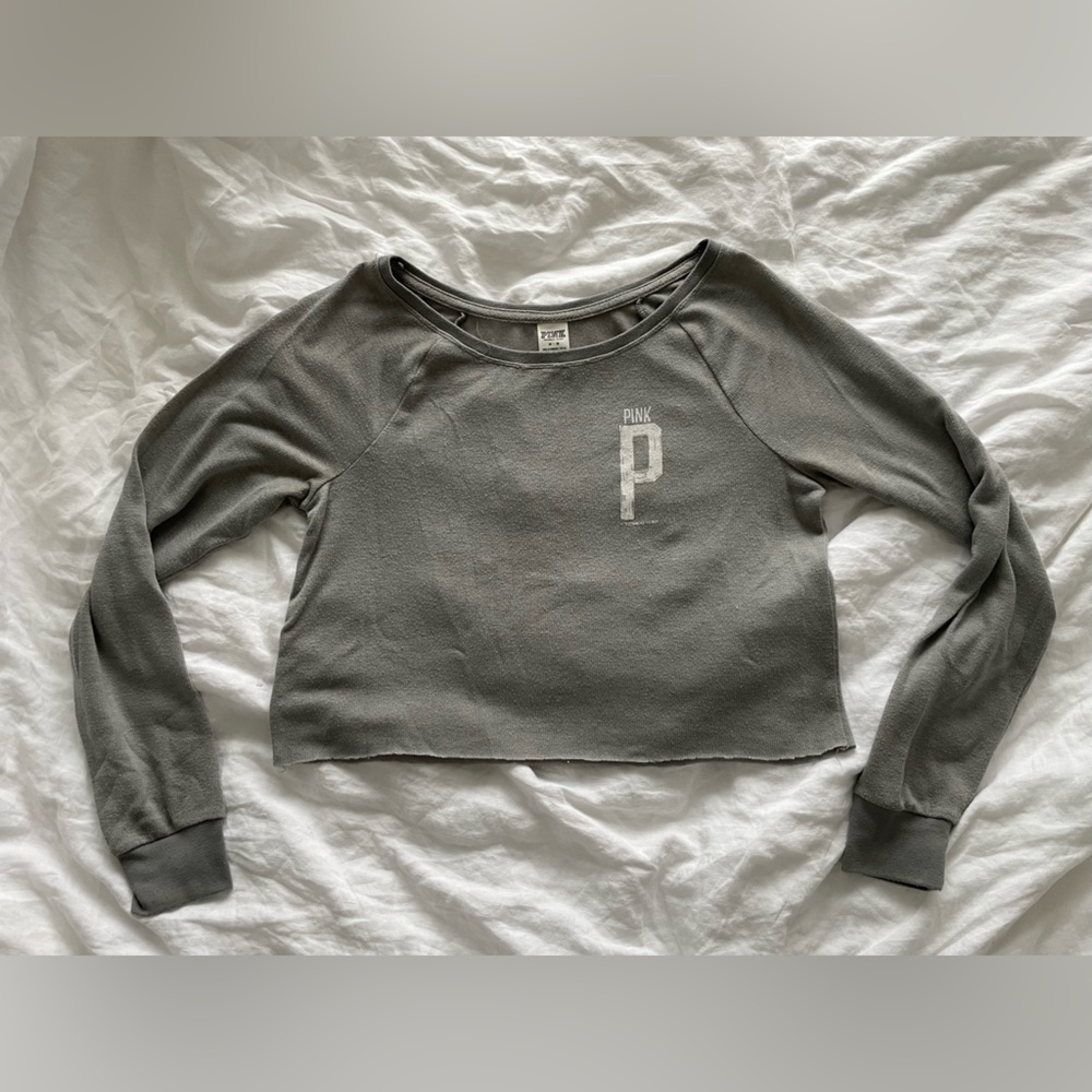 PINK Light Grey Lightweight Sweater Top